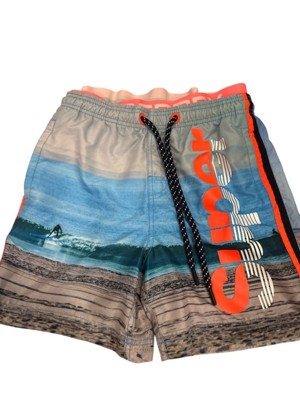 Superdry Mens Swim Shorts Beach Print Drawstring Waist Small